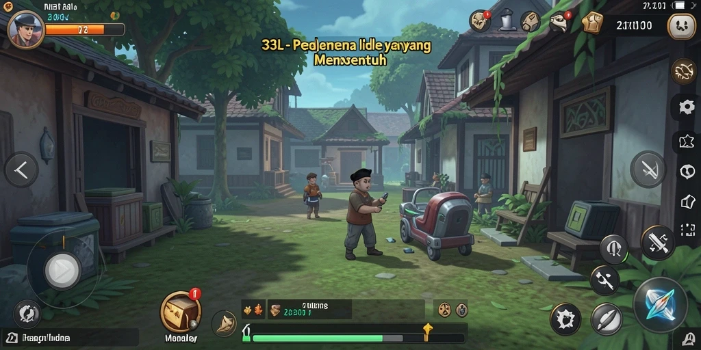 Screenshot gameplay 33L menunjukkan karakter aktif mengumpulkan sumber daya.