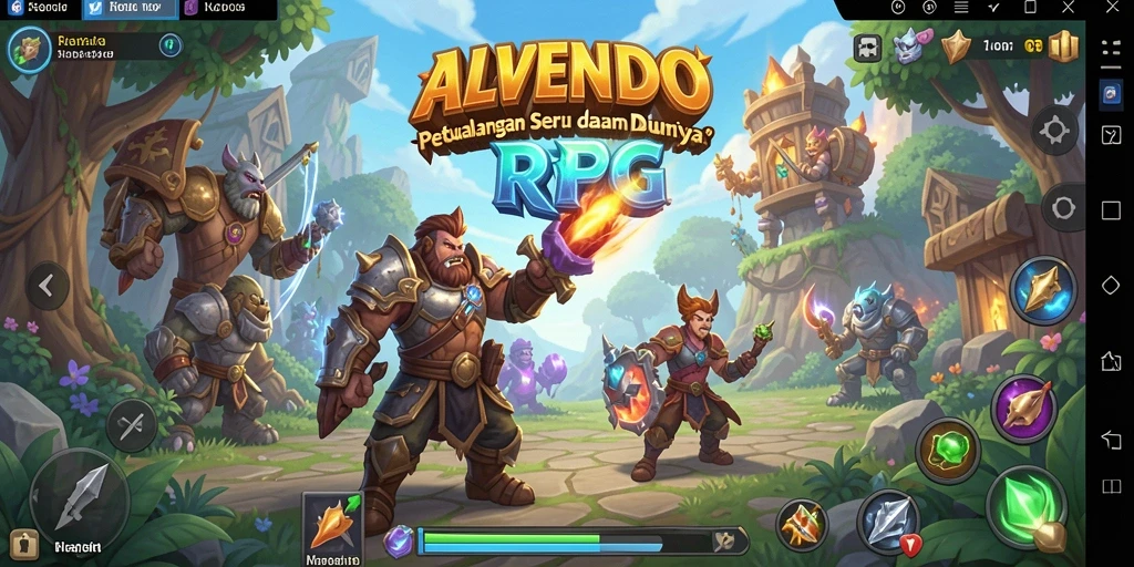 Screenshot utama ALVENDO menampilkan aksi seru dan gameplay RPG yang mengasyikkan.