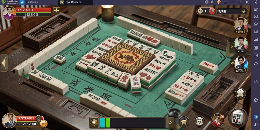 Tampilan gameplay menarik dari ANGKABET dengan ubin Mahjong berwarna-warni.