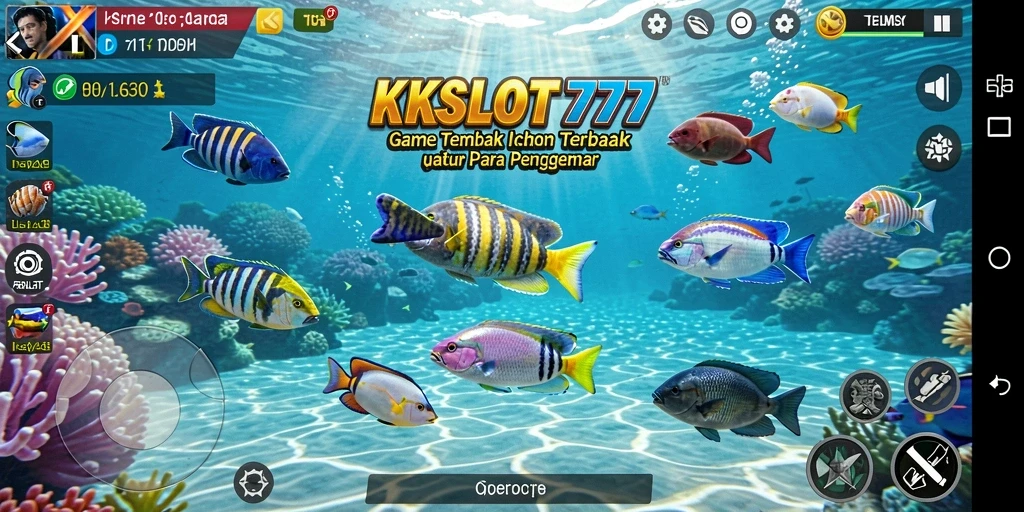 Screenshot dari gameplay KKSLOT777 menampilkan serunya menembak ikan.