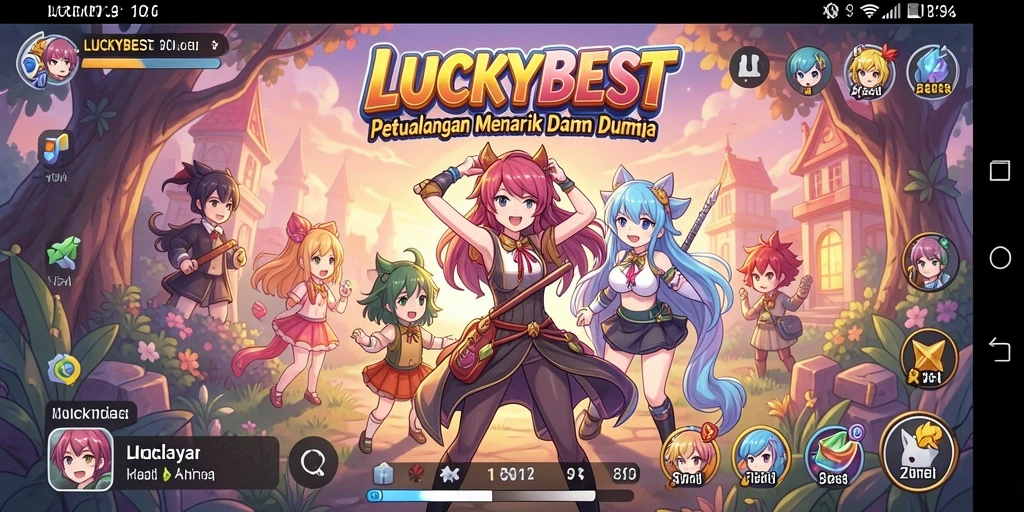 Gameplay LUCKYBEST yang penuh warna dan karakter ikonik.