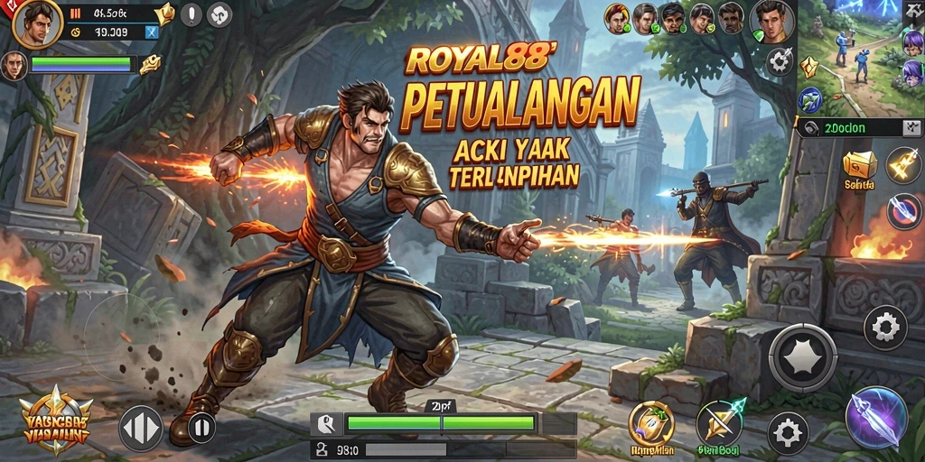 Tampilan aksi seru dalam ROYAL88 dengan grafis yang memukau.