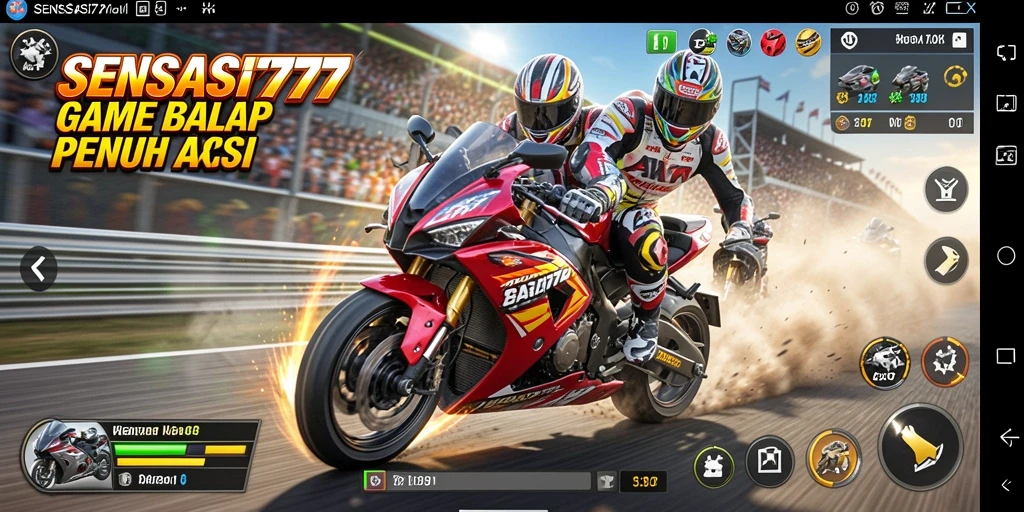 Gameplay mendebarkan dalam balapan motor yang intens.
