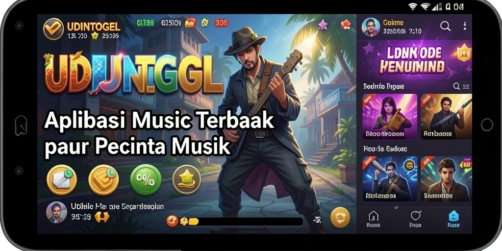 Tampilan antar muka UDINTOGEL saat menikmati musik.