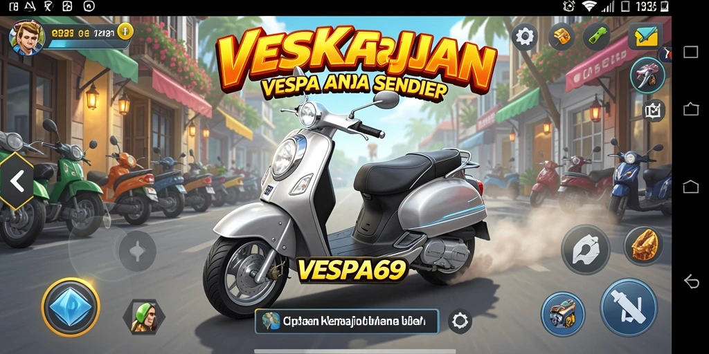 Screenshot gameplay VESPA69 menampilkan keberhasilan dalam mengelola dealer Vespa.