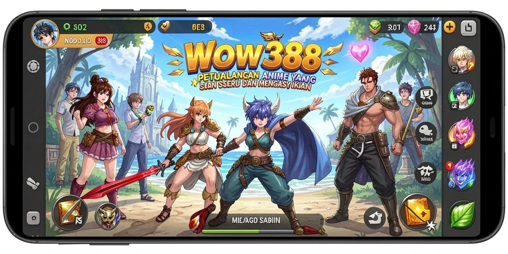 Screenshot gameplay WOW388 yang menampilkan karakter anime dalam aksi.